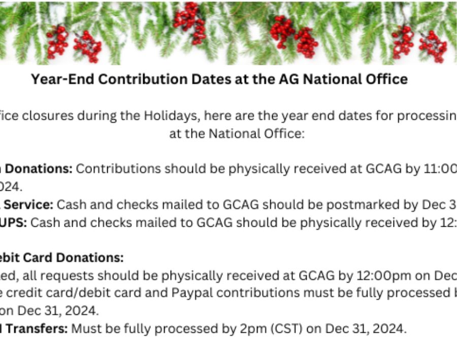Yearend Dates for AG National Office 2024